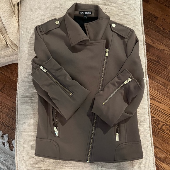 Express olive green Moto Jacket - Picture 1 of 5